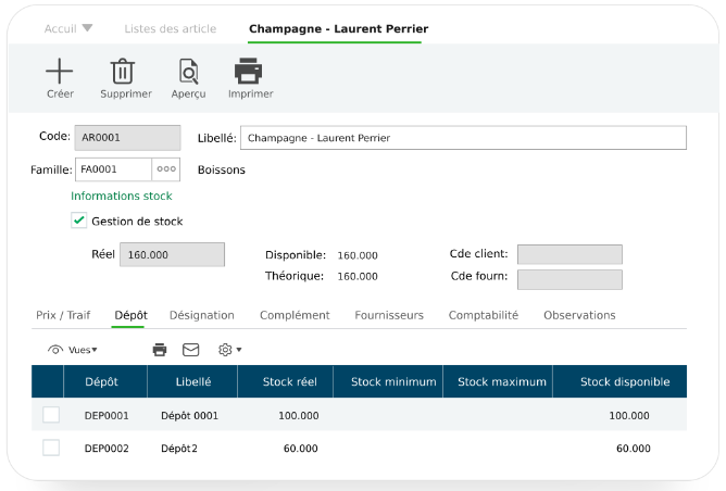 tableau de gestion des stocks avec logiciel Sage 50 à Toulouse